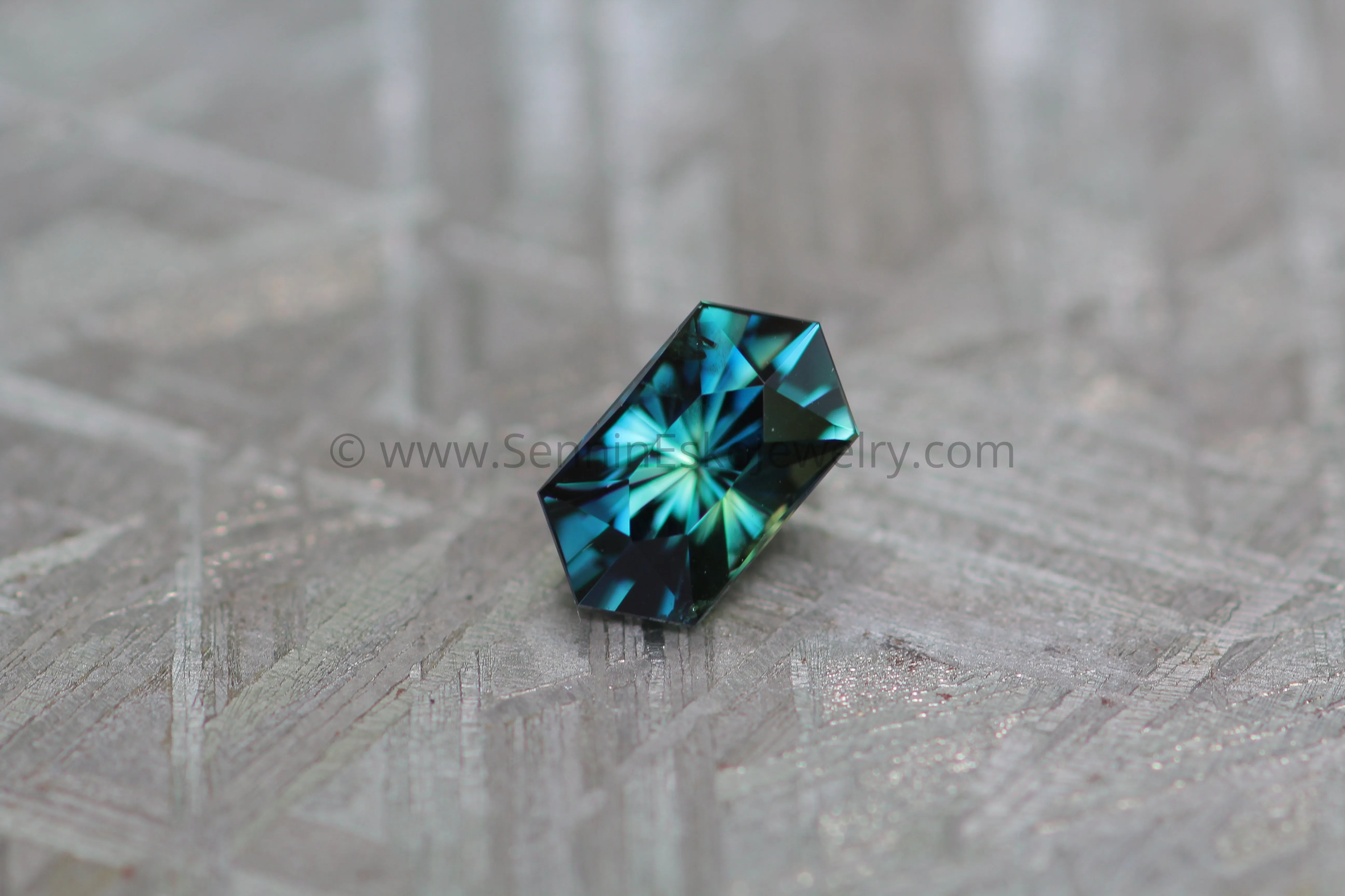 1.43 carat Parti Sapphire Hexagon - Bluish Green and Yellow -  Precision Cut, 7.9x4.4mm