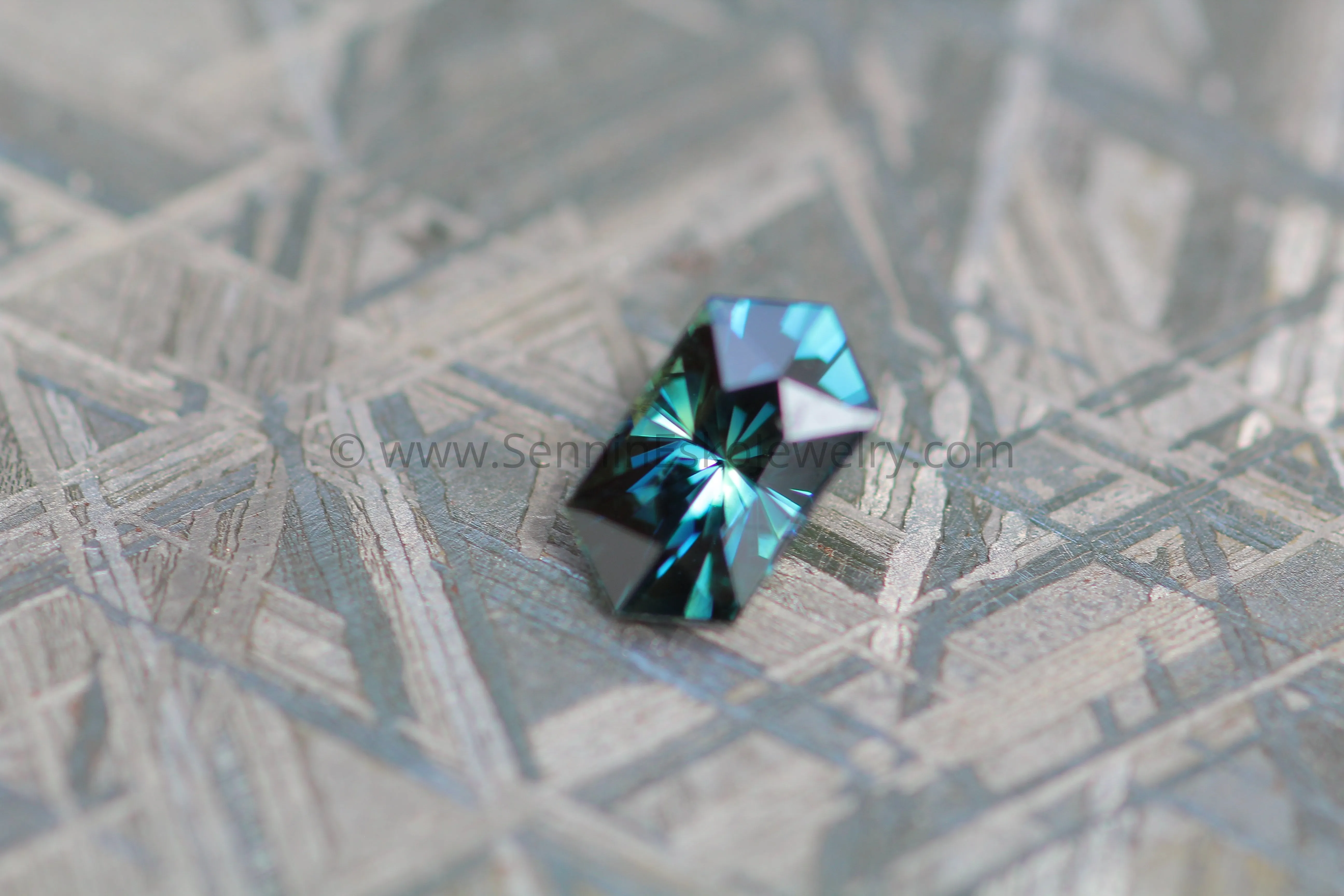 1.43 carat Parti Sapphire Hexagon - Bluish Green and Yellow -  Precision Cut, 7.9x4.4mm