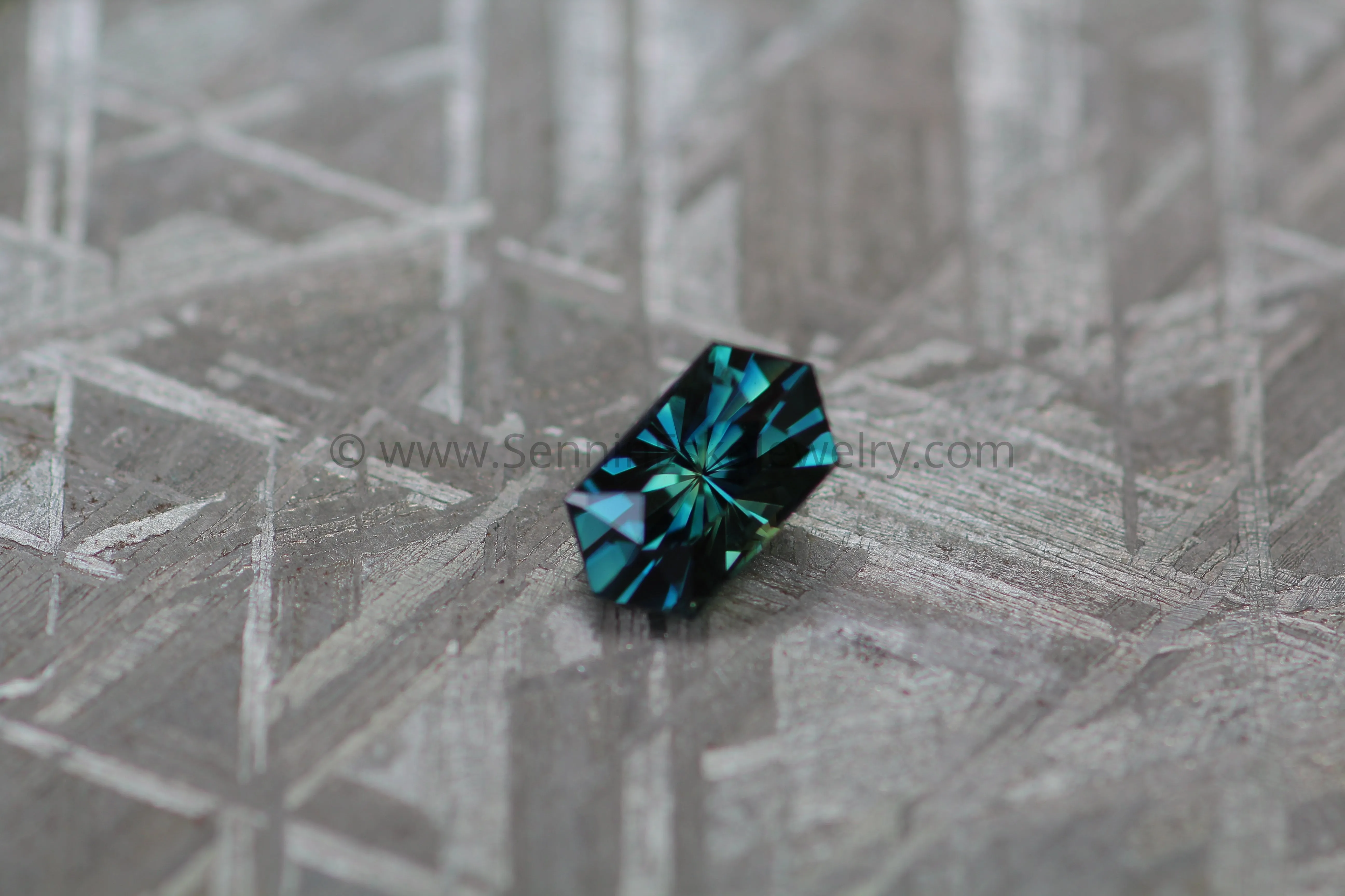 1.43 carat Parti Sapphire Hexagon - Bluish Green and Yellow -  Precision Cut, 7.9x4.4mm