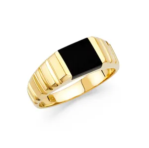 14K Facet Onyx Ring