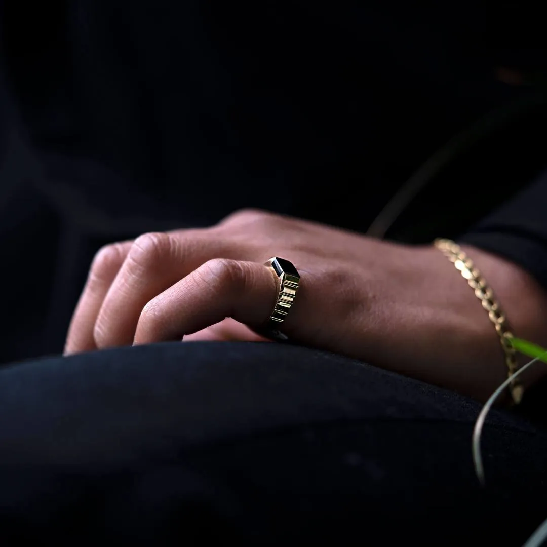 14K Facet Onyx Ring