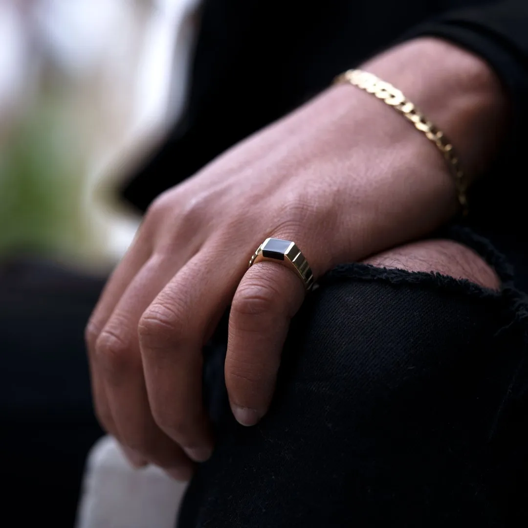 14K Facet Onyx Ring