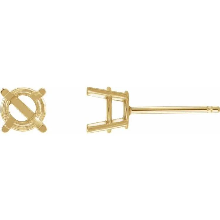 14K Yellow 8 mm Natural Smoky Quartz Stud Earrings