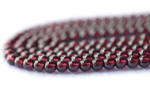 15.5" 4mm Natural Wine Red garnet round gemstone beads