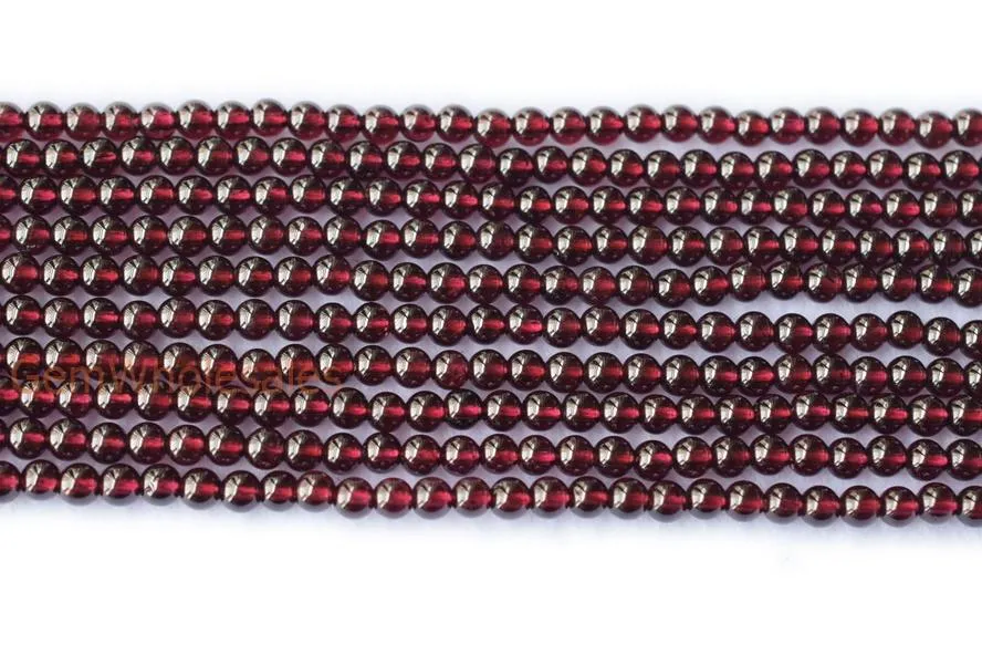 15.5" 4mm Natural Wine Red garnet round gemstone beads