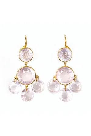 22K Yellow Gold Rose Quartz Gabrielle D'Estree Earrings