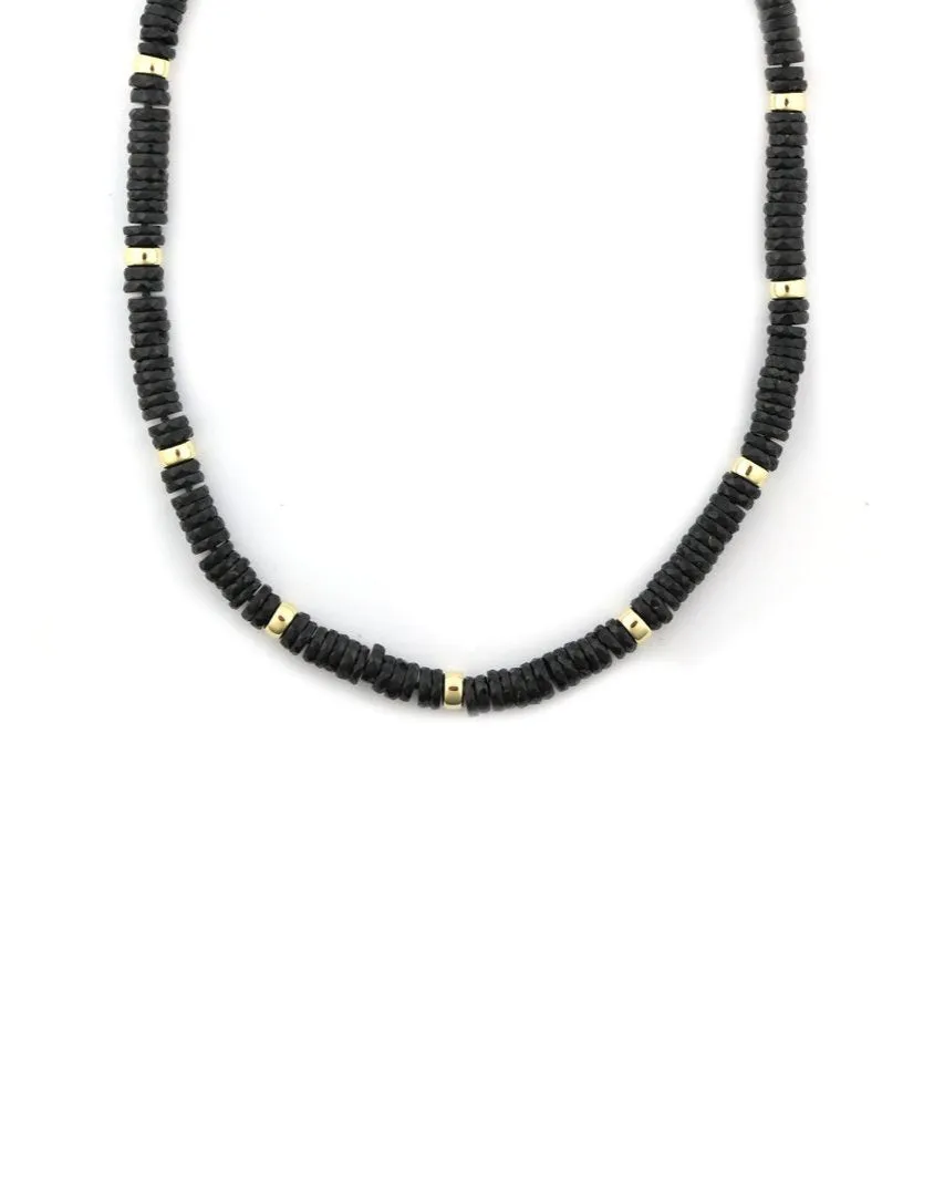 6mm Heishi Black Onyx Rondelle Necklace