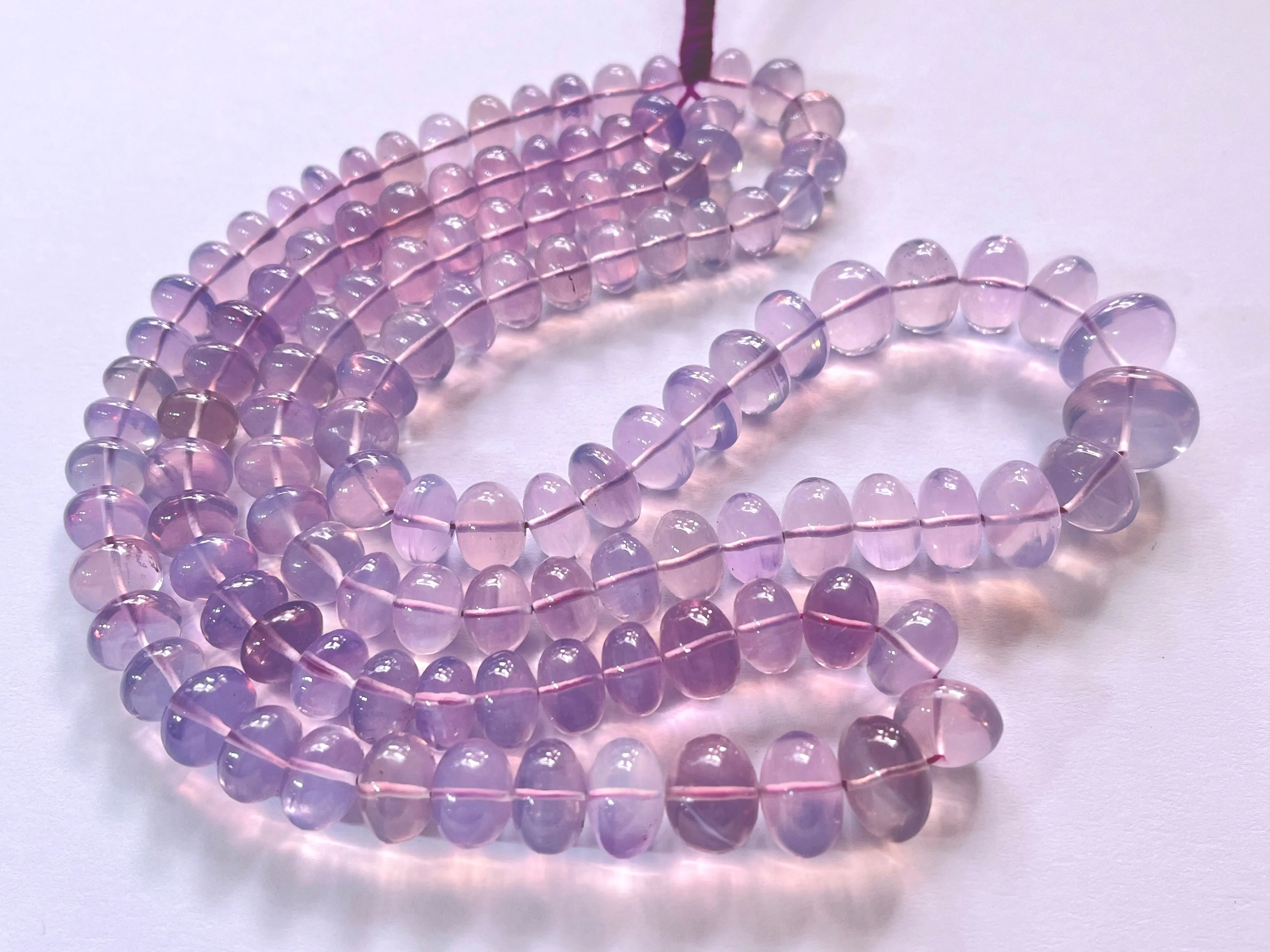 AAA Natural Lavender Quartz Smooth Rondelle Beads