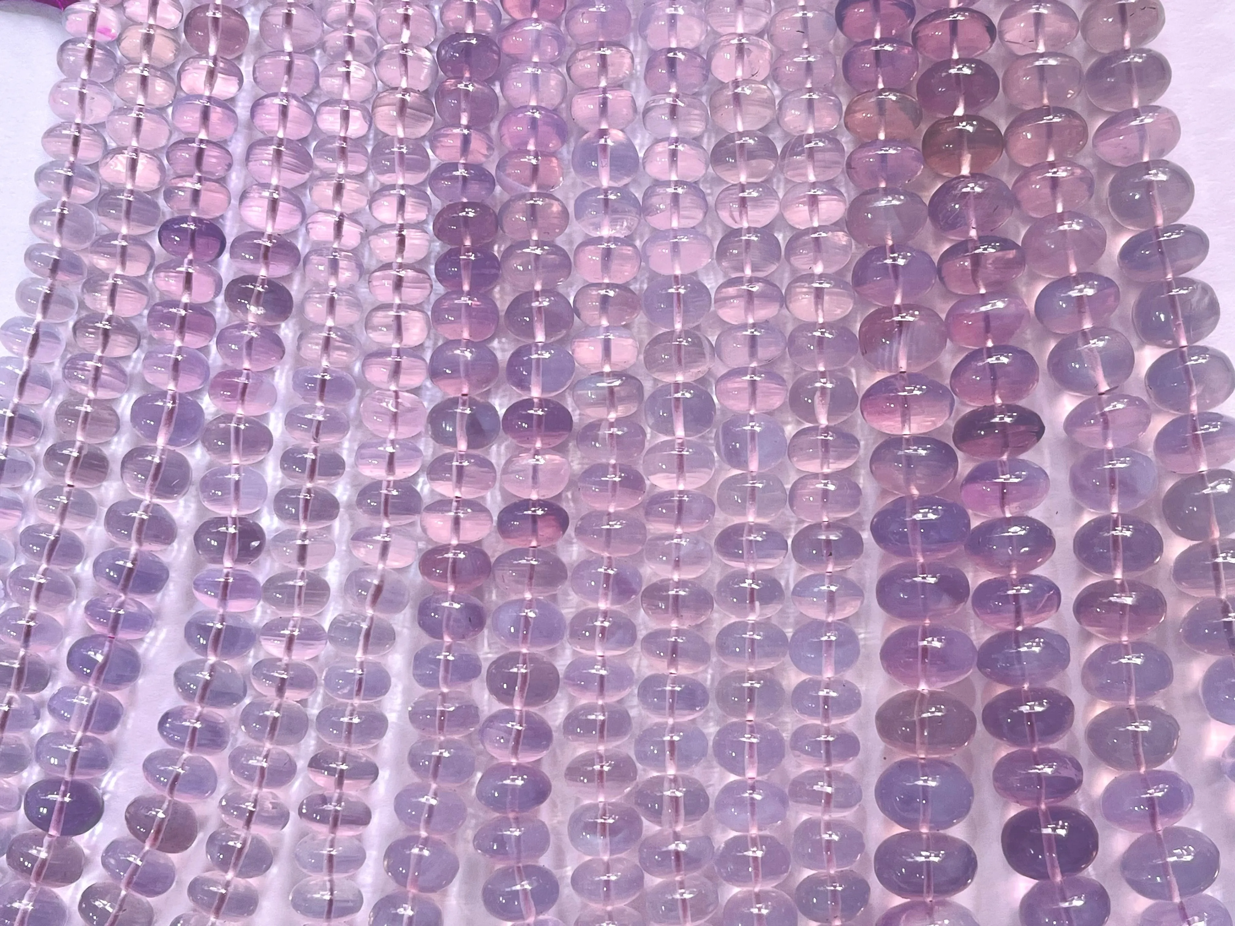 AAA Natural Lavender Quartz Smooth Rondelle Beads