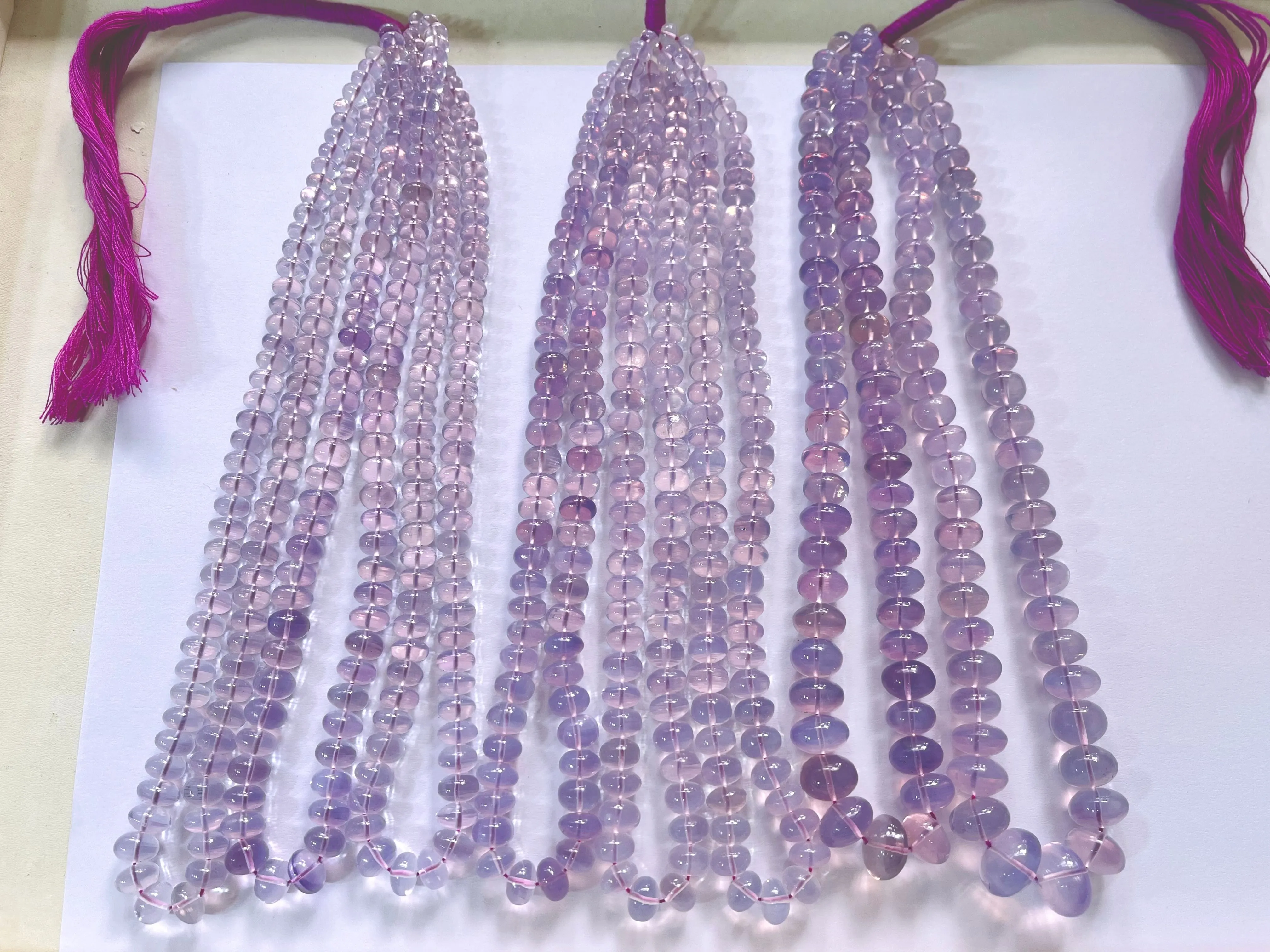 AAA Natural Lavender Quartz Smooth Rondelle Beads