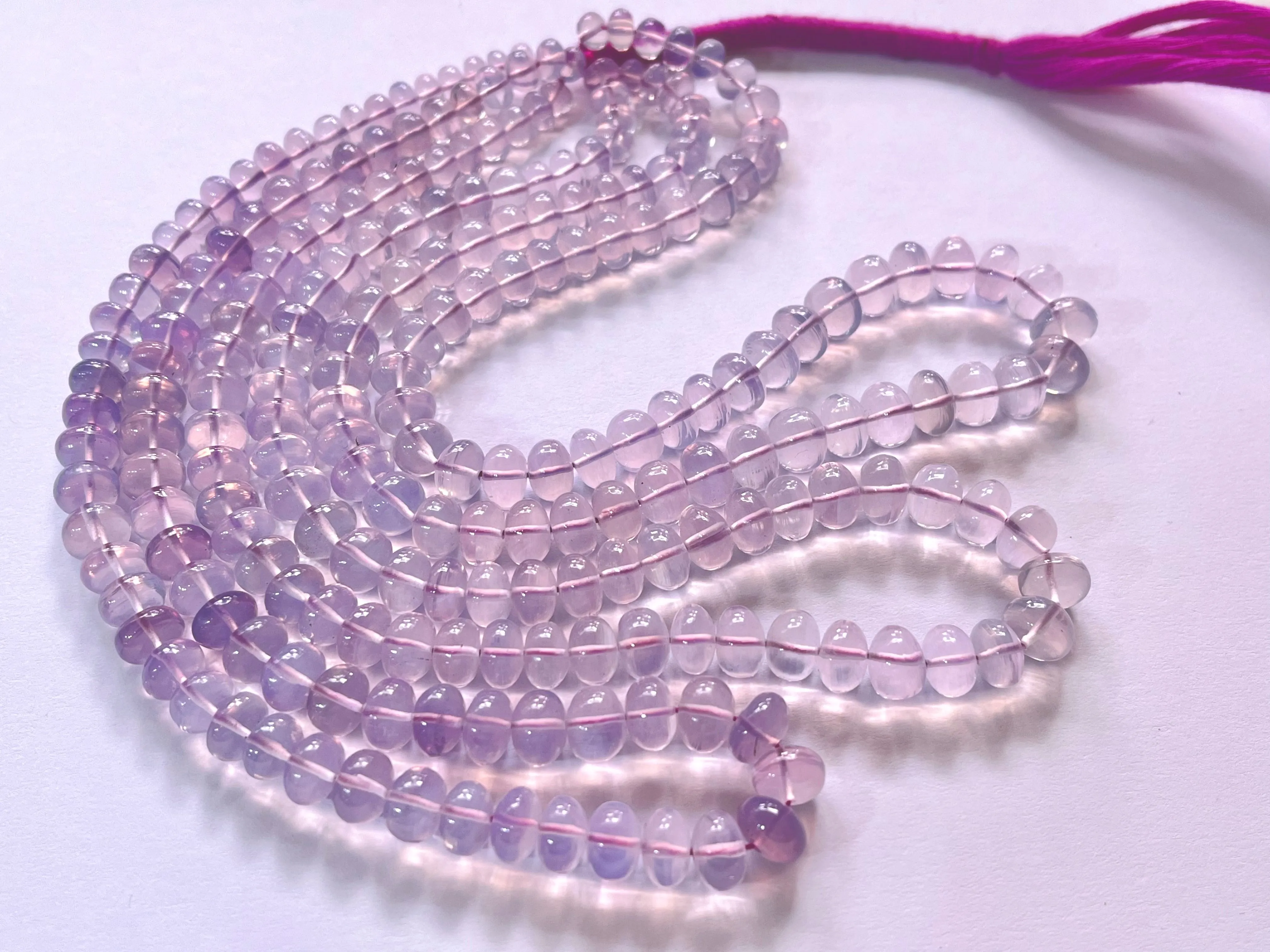 AAA Natural Lavender Quartz Smooth Rondelle Beads