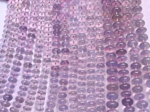 AAA Natural Lavender Quartz Smooth Rondelle Beads