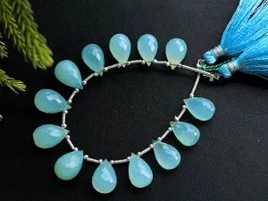 Aqua Blue Onyx Faceted Drops, 12 Pieces | 8x13mm to 8x17mm