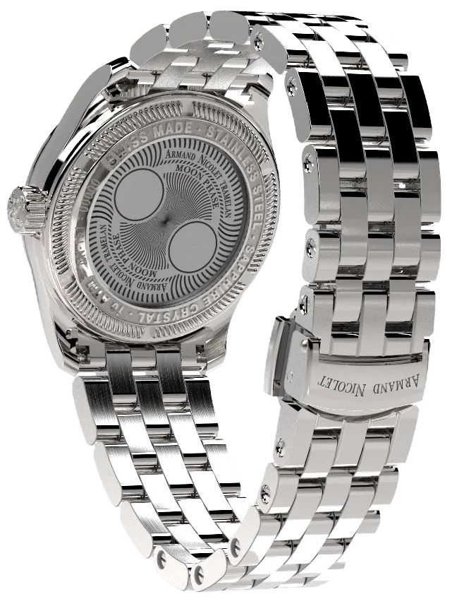Armand Nicolet Ladies Watch M03 Moonphase 34mm Silver Grey A151RAA-GN-MA150