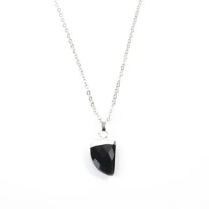 Black Onyx Claw Necklace in White Gold