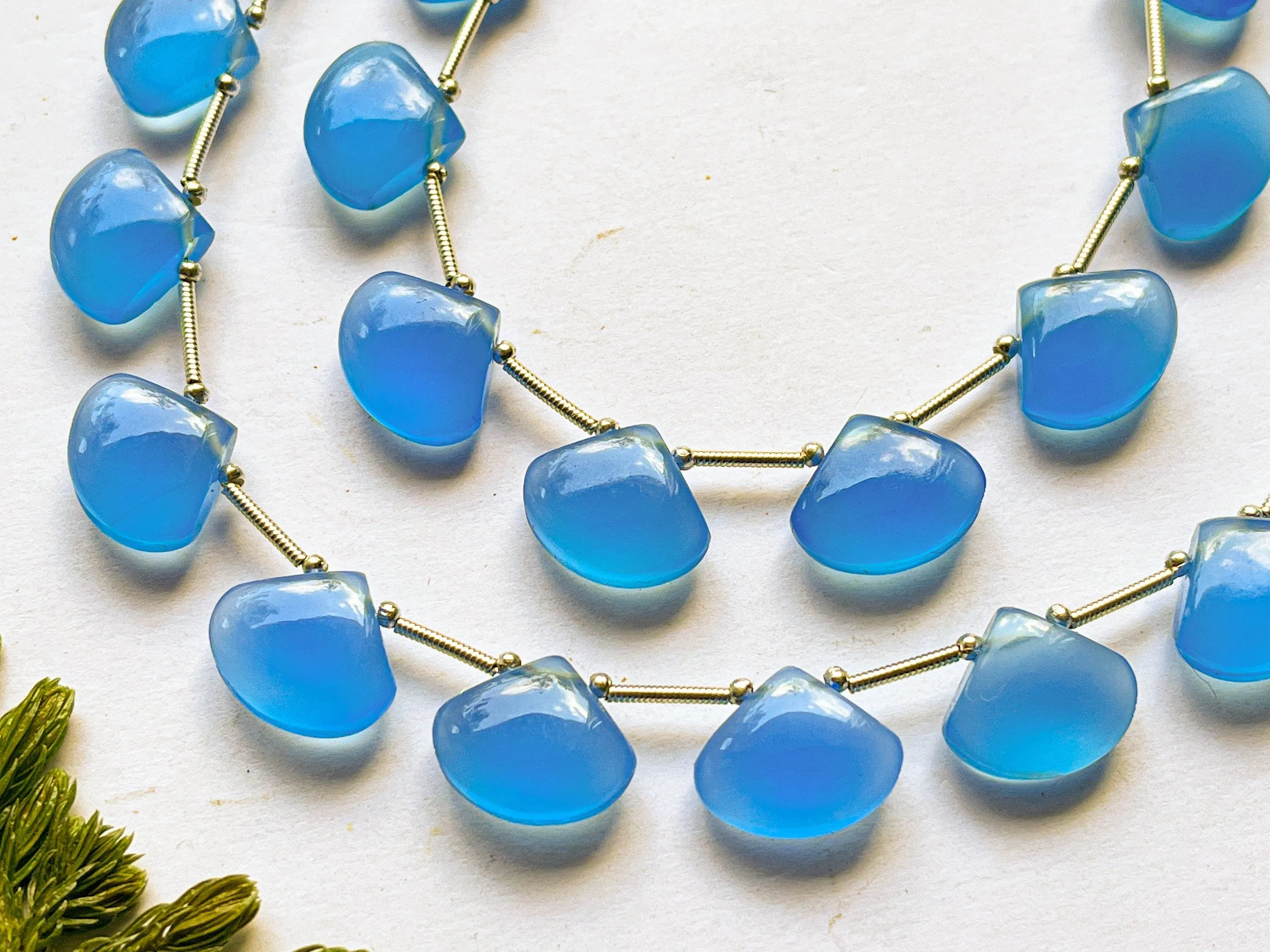 Blue Onyx Fan Shape Smooth Briolette Beads, Blue Onyx Beads