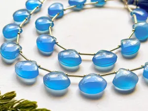 Blue Onyx Fan Shape Smooth Briolette Beads, Blue Onyx Beads