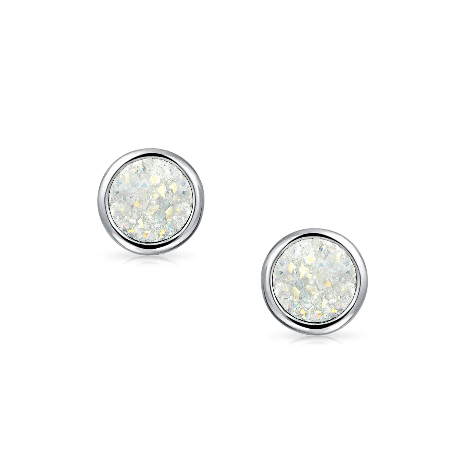 Boho Organic Gemstone Druzy Quartz Stud Earrings in Silver - Multiple Colors