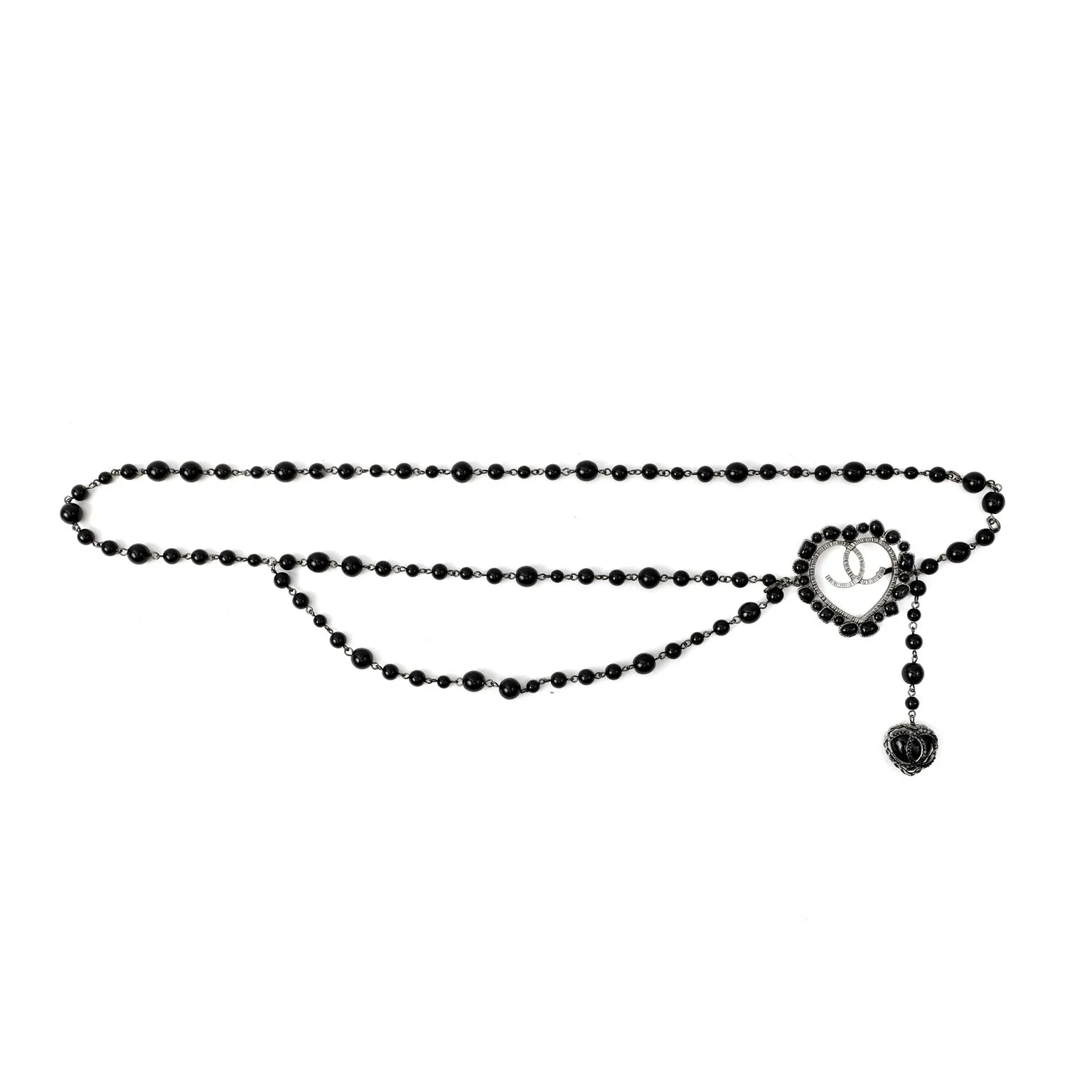 Chanel Black Onyx Heart  Necklace Belt