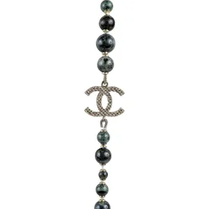 Chanel Byzantine Collection Polished Onyx Stones & Gold CC Necklace