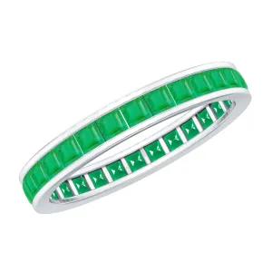 Channel Set Princess Cut Emerald Eternity Ring