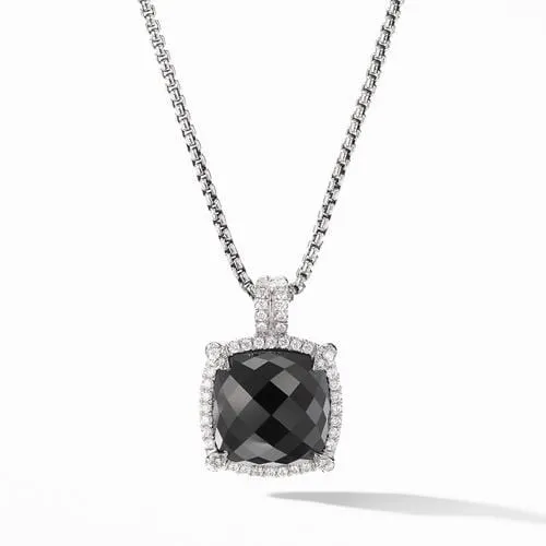 Chatelaine® Pavé Bezel Pendant Necklace with Black Onyx