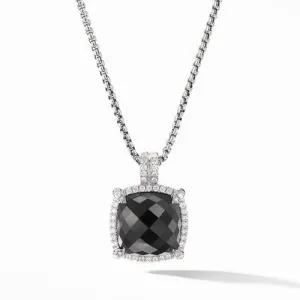 Chatelaine® Pavé Bezel Pendant Necklace with Black Onyx