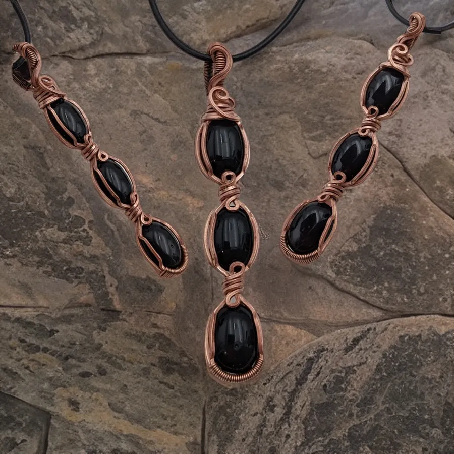 Copper, Onyx, Necklace