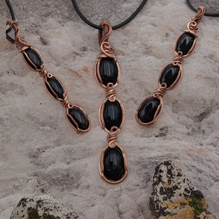 Copper, Onyx, Necklace