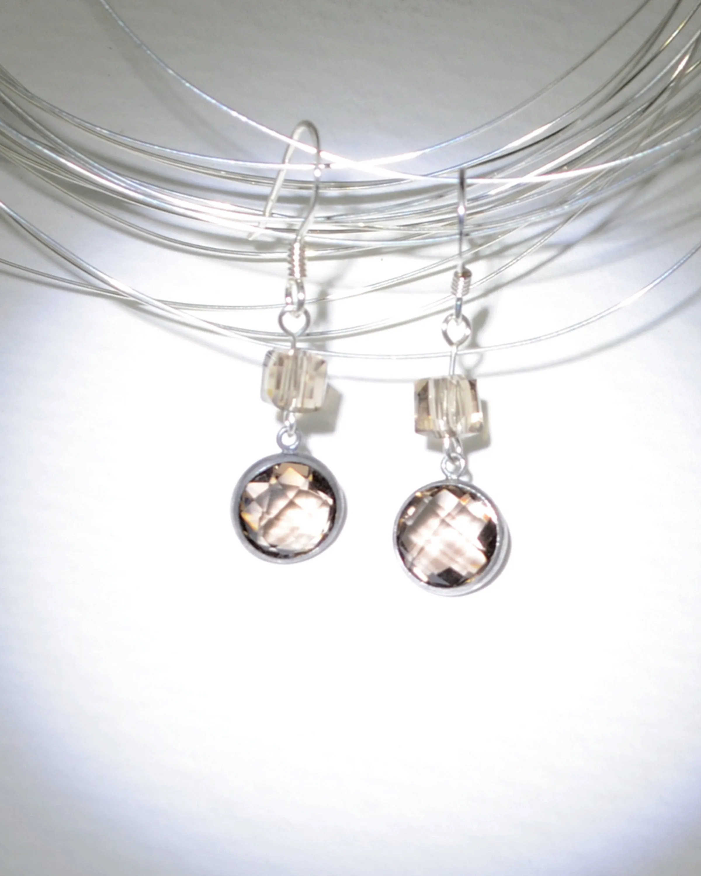 Dainty smoky quartz and silver dangling earrings, minimalist earrings, summer jewelry