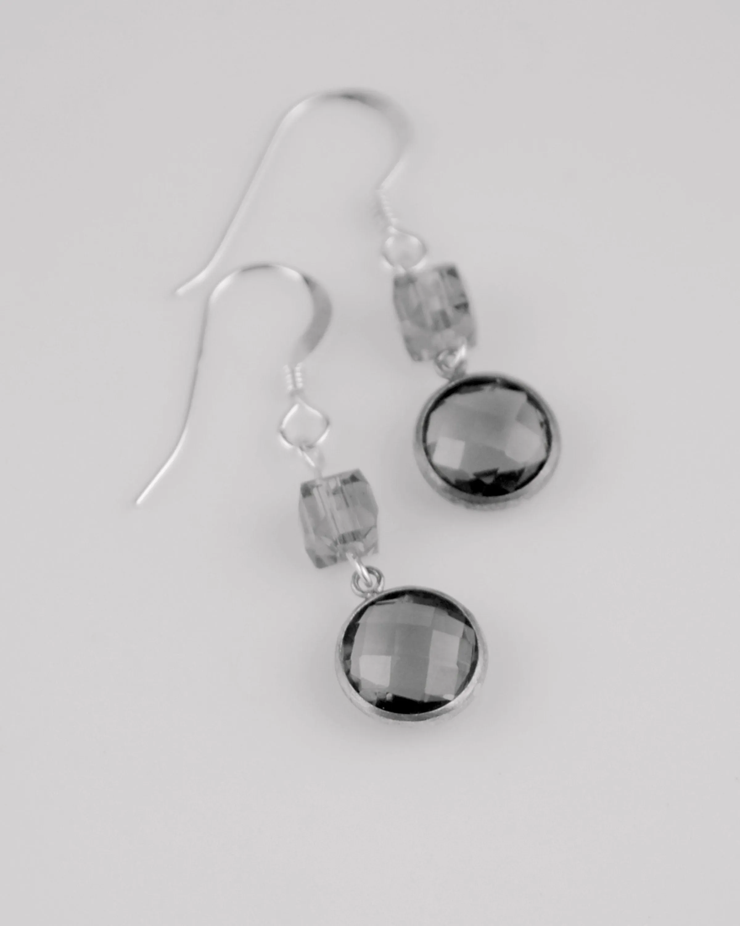 Dainty smoky quartz and silver dangling earrings, minimalist earrings, summer jewelry