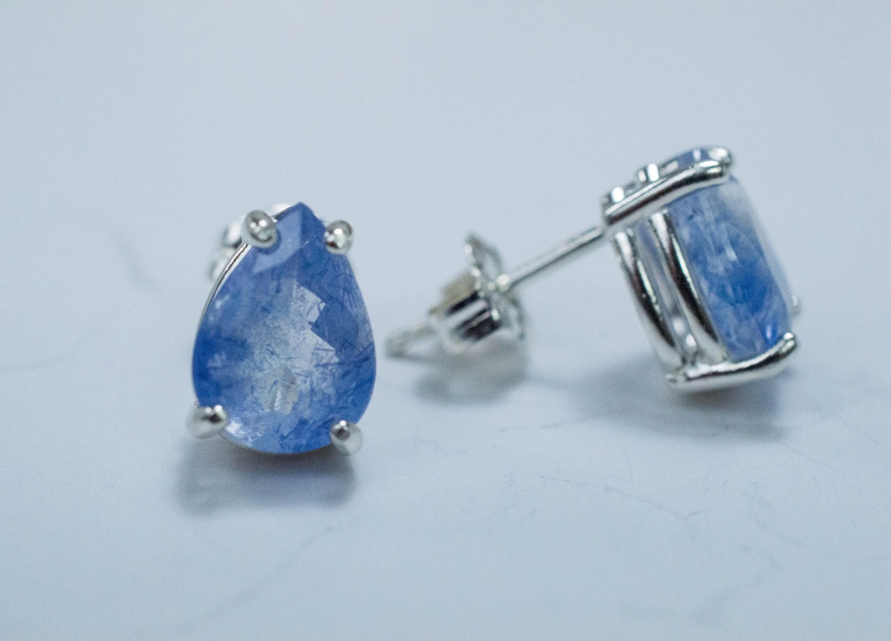 Dumortierite Quartz Earrings; Natural Untreated Brazil Dumortierite; 2.940cts