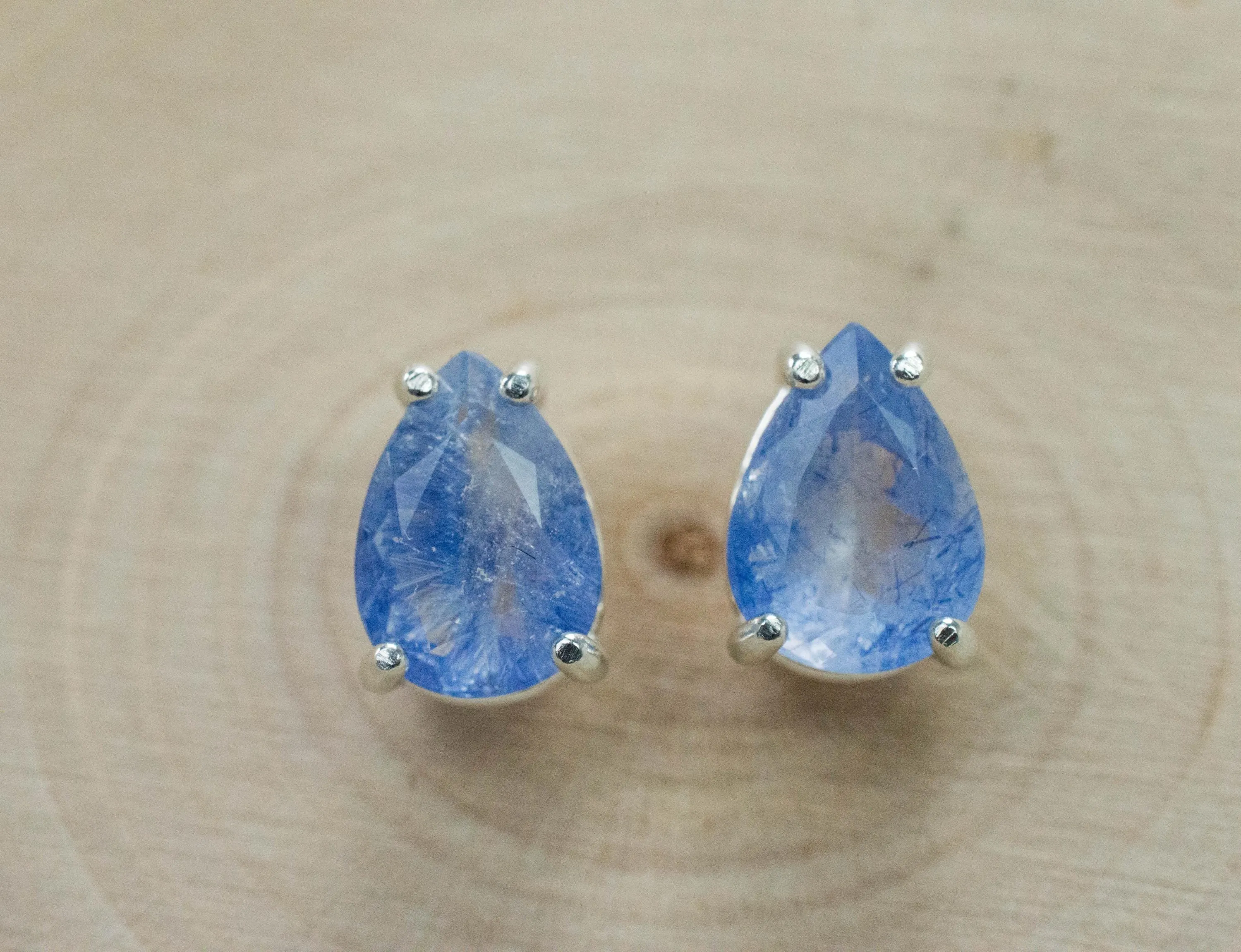 Dumortierite Quartz Earrings; Natural Untreated Brazil Dumortierite; 2.940cts
