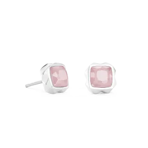 Earrings Spikes Square Rose Quartz silver-pink