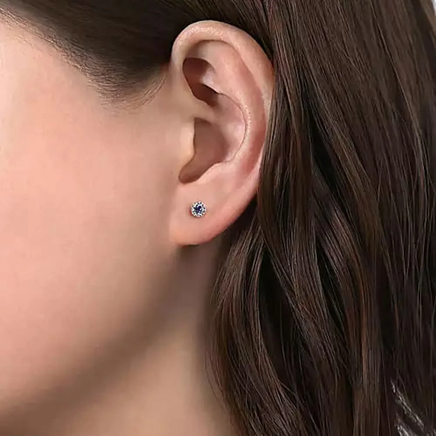 Gabriel & Co. Small Sapphire & Diamond Stud Earrings