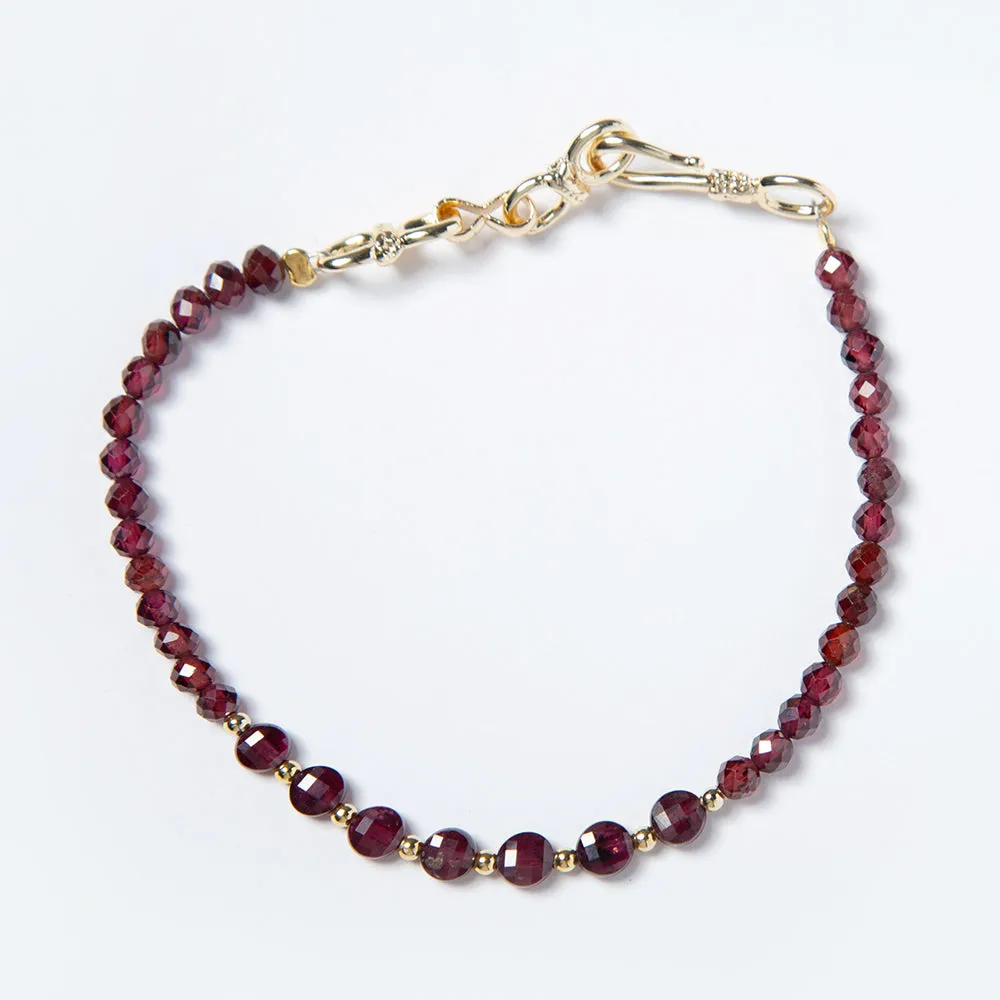 Garnet with Infinity Charm Bracelet; January Birthstone Jewelry