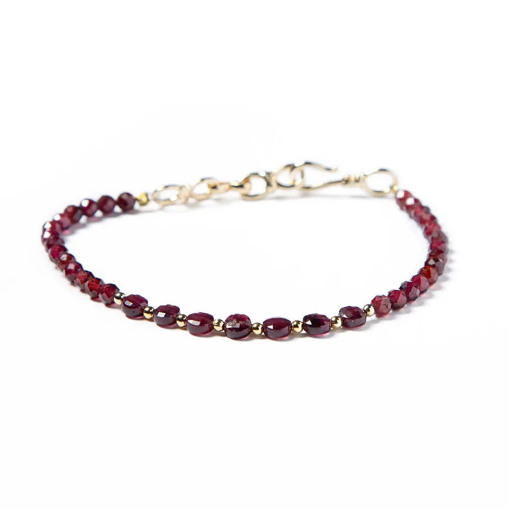 Garnet with Infinity Charm Bracelet; January Birthstone Jewelry