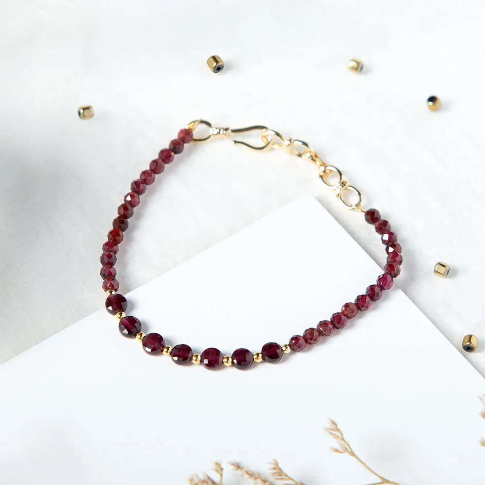 Garnet with Infinity Charm Bracelet; January Birthstone Jewelry
