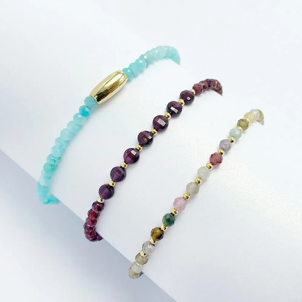 Garnet with Infinity Charm Bracelet; January Birthstone Jewelry