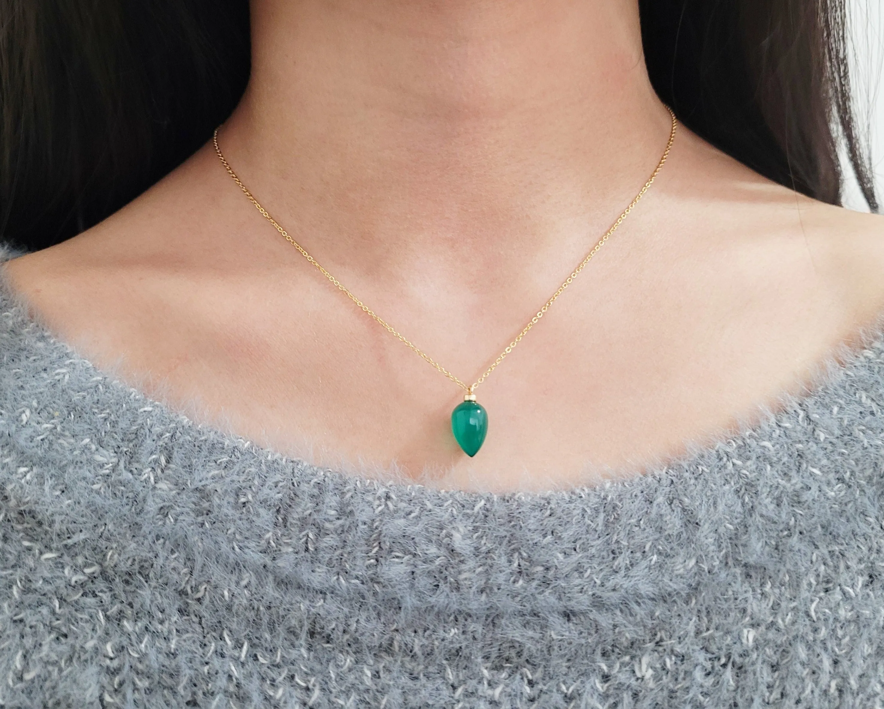 Green Onyx Pendant Necklace