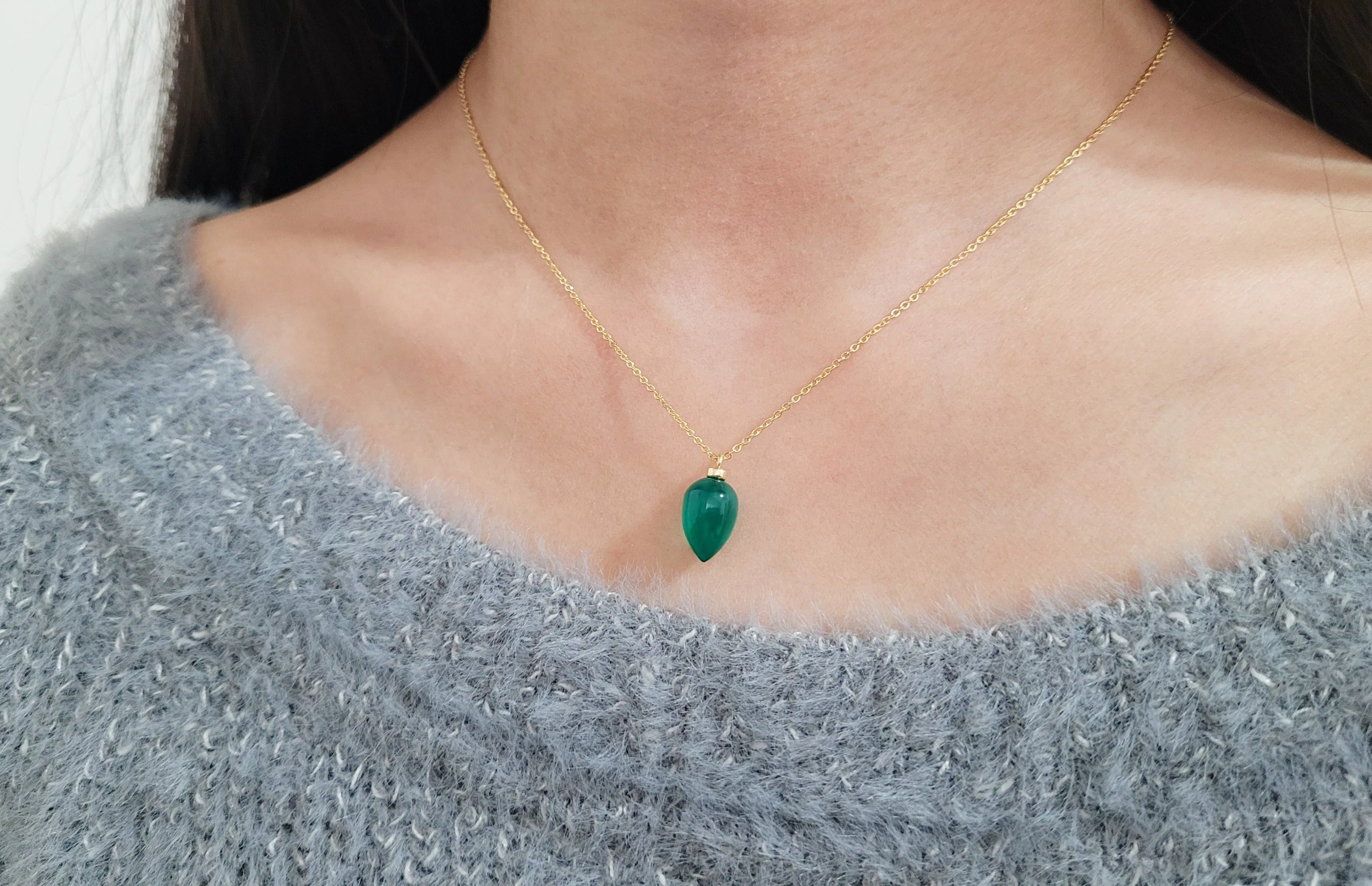 Green Onyx Pendant Necklace