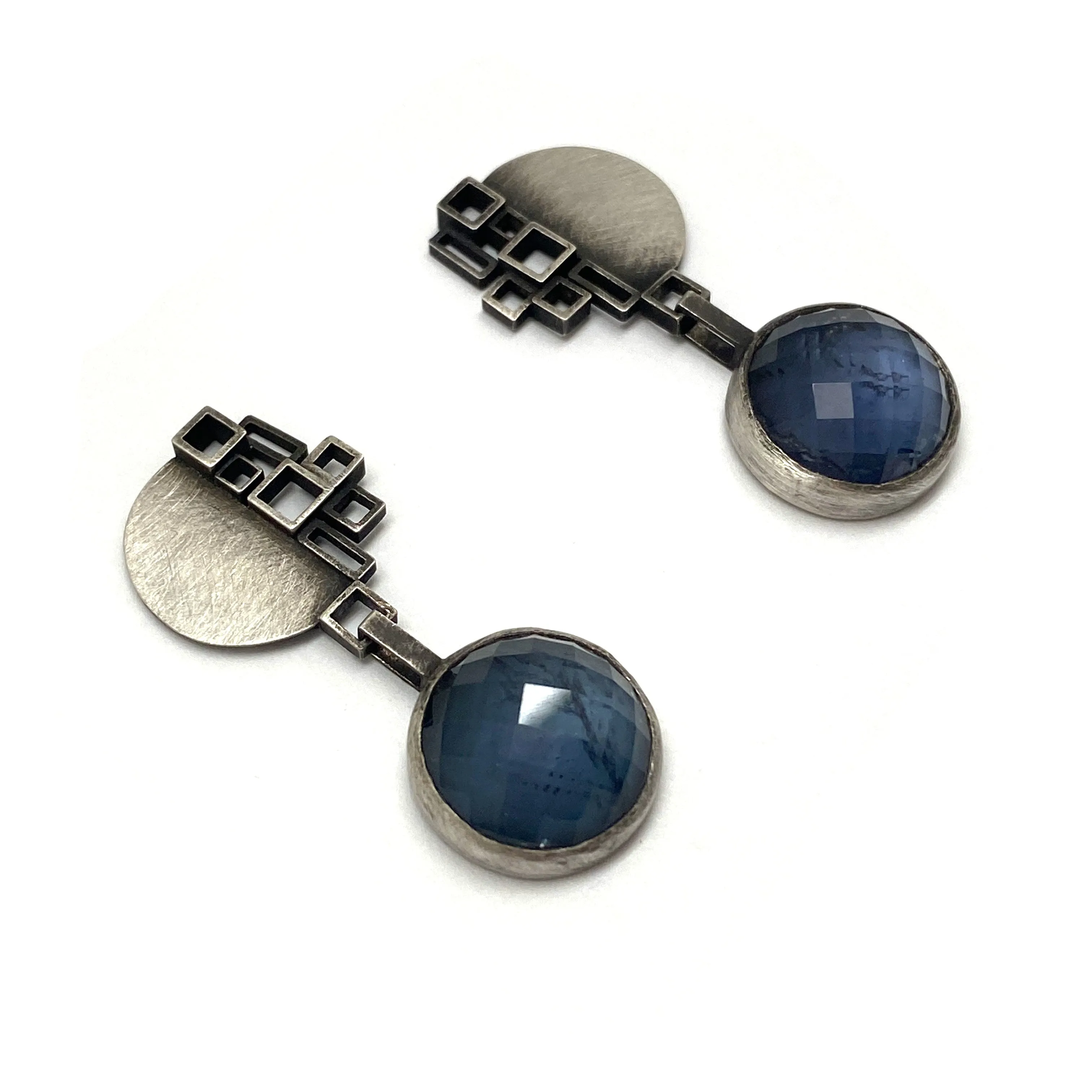 Iolite and Rock Crystal Earrings