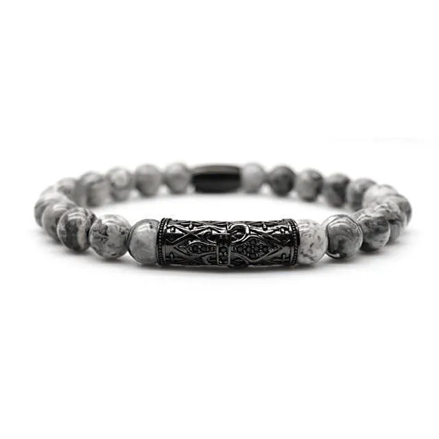 Macrame Silver Onyx Beaded Bracelets