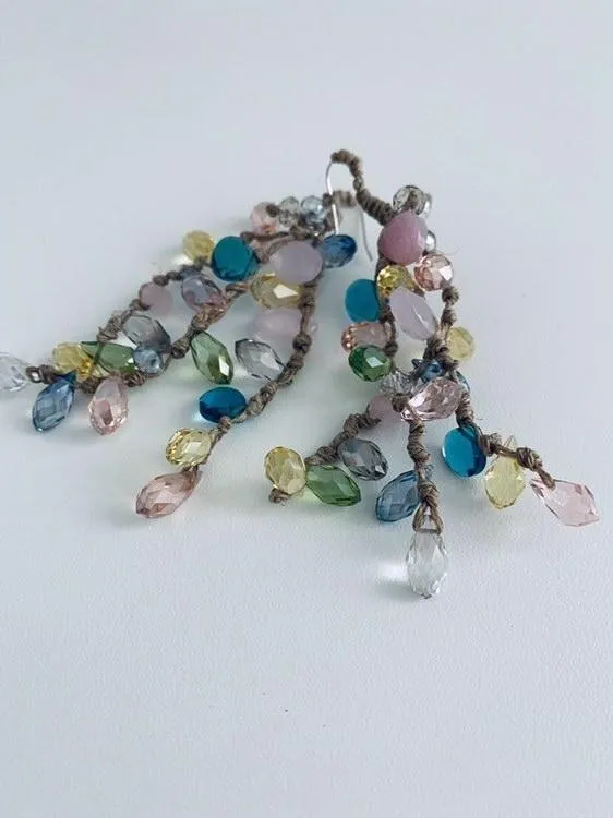 Mela earrings - multi crystals cluster