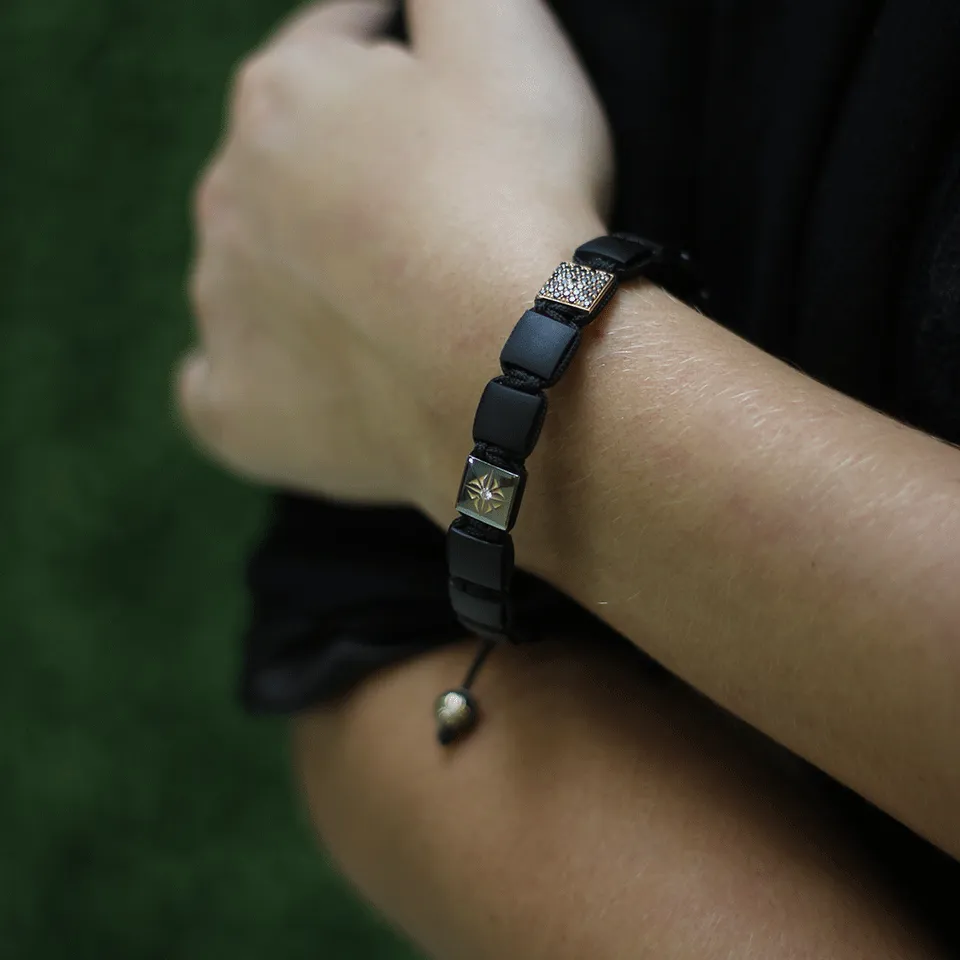 Onyx And Diamond Lock Bracelet