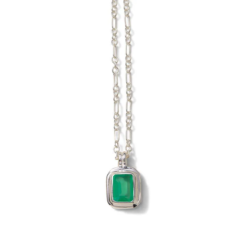 Petra Necklace, Green Onyx, Silver