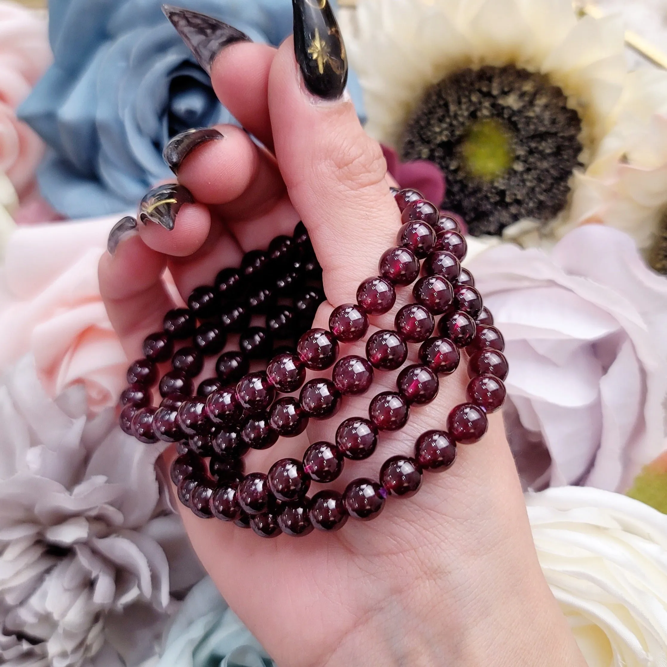Purple Star Garnet Bracelet (AAA Grade) for Grounding, Health and Strength