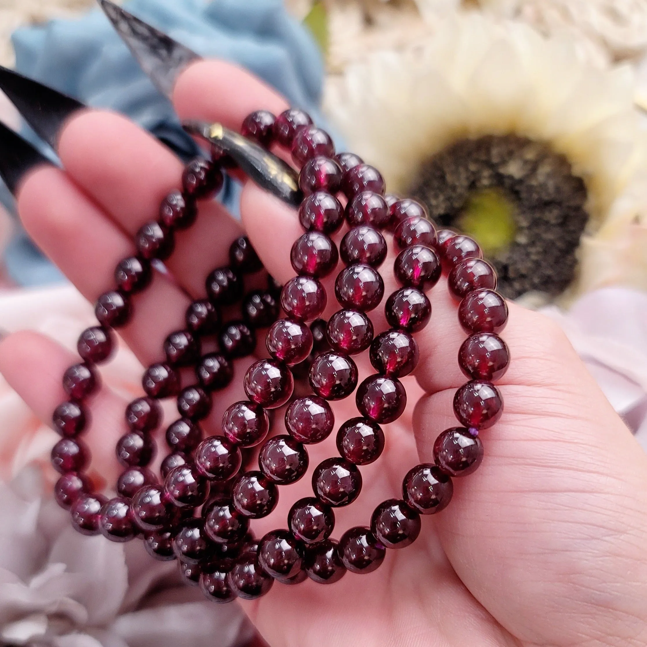 Purple Star Garnet Bracelet (AAA Grade) for Grounding, Health and Strength