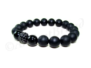 Raven Men's Black Matte Onyx Beaded Bracelet