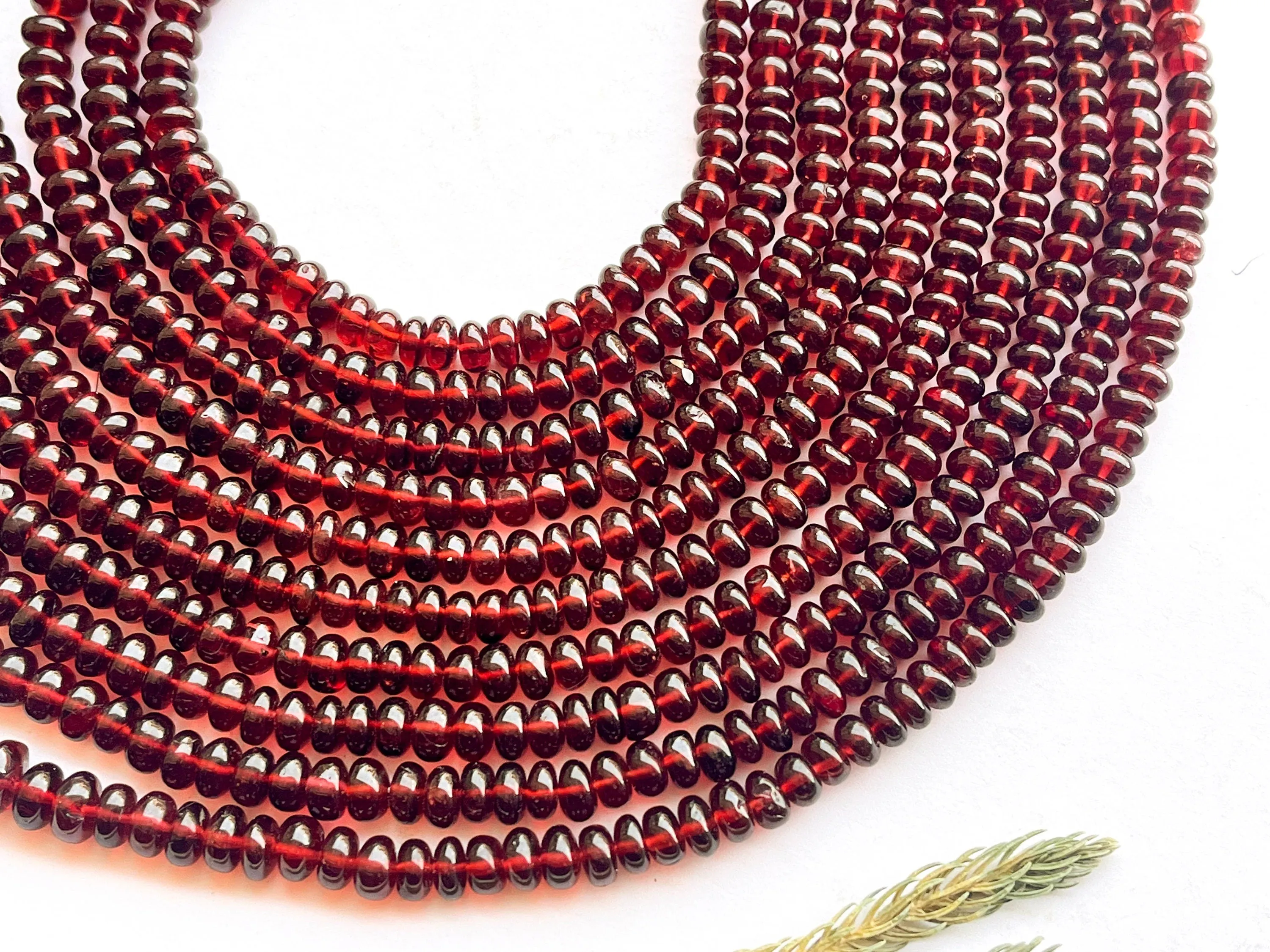 Red Mozambique Garnet Smooth Rondelle Shape Beads